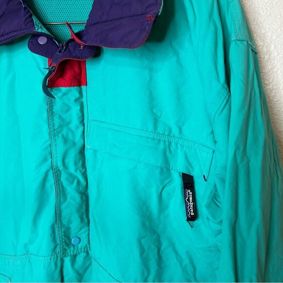 VTG Patagonia Jacket Teal Anorak Pullover Wind Rain Skanorak 80s 90s Mens MEDIUM - Picture 3 of 9